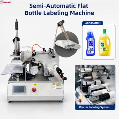 Semi Automatic Front Back Labeling Machine Flat Square Bottle Sticker Labeler