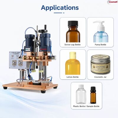 Semi Automatic Four Wheel Screw Capping Machine Pump Bottle Jar Lid Capper
