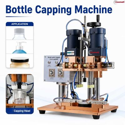 Semi Automatic Four Wheel Screw Capping Machine Pump Bottle Jar Lid Capper
